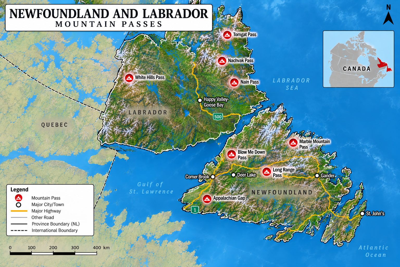 Newfoundland & Labrador Map